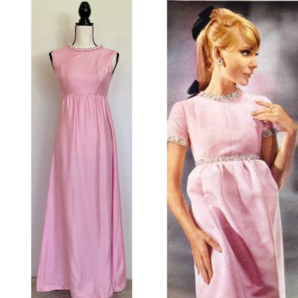 Vintage 60s Beaded Maxi Dress - Picture 3 of 7